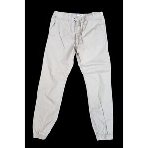 Express Jogger Pants‎ Men's 32 Beige Khaki Tapered 32x29 Elastic Waist Ankles
